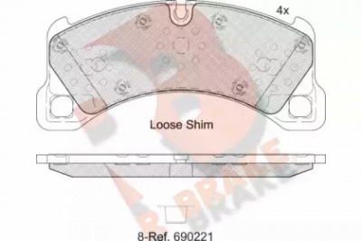 R BRAKE rb2206 -  Комплект тормозных колодок, дисковый тормоз